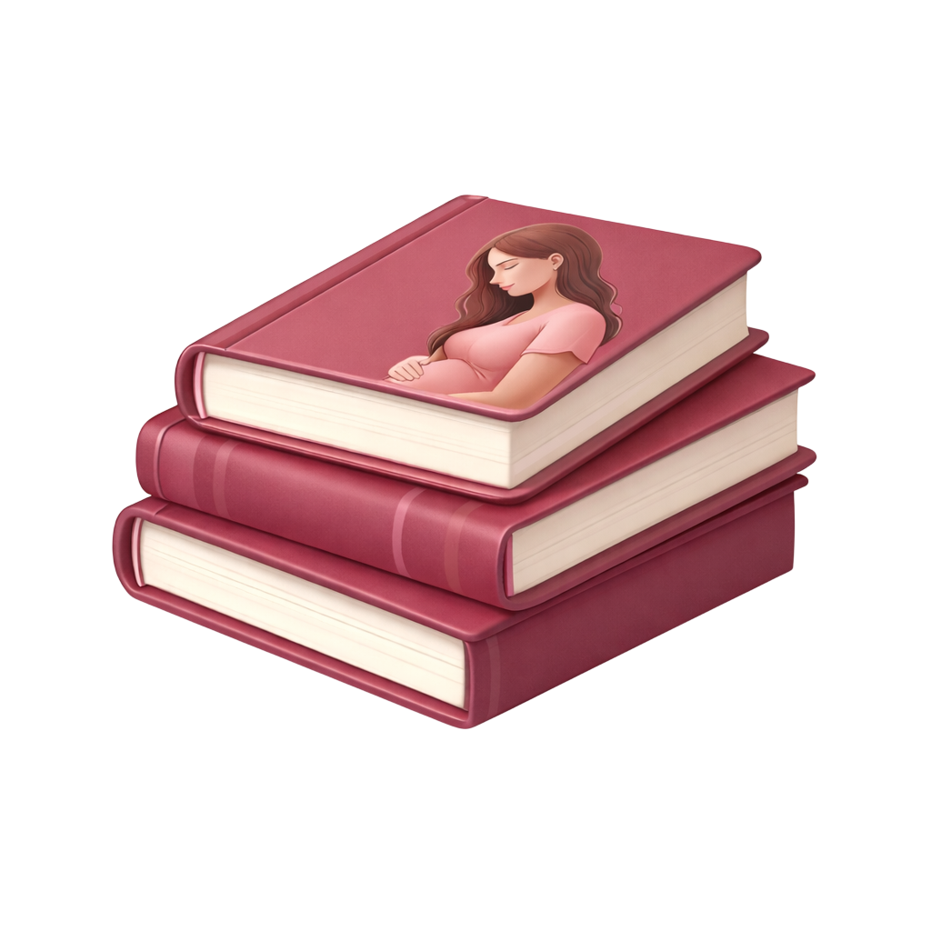 Livros sobre gestação representando evidências científicas